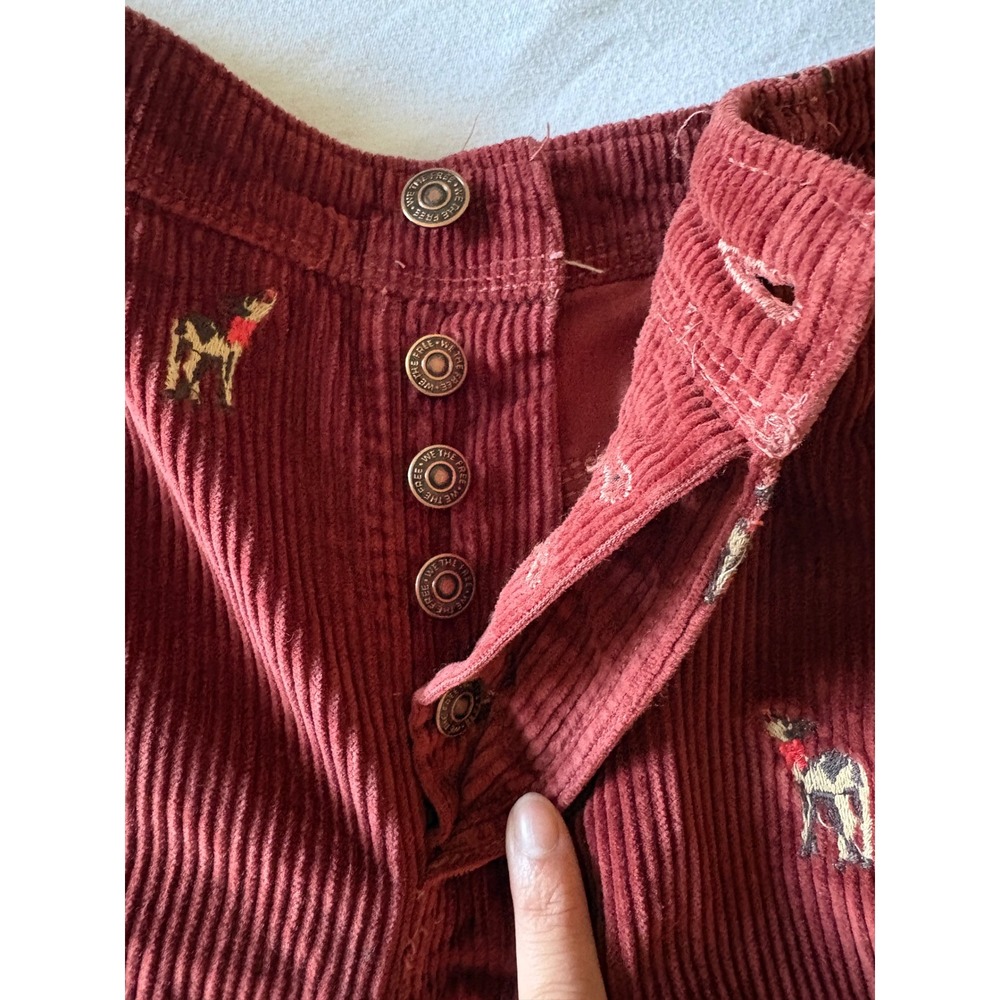 We The Free Clifton Corduroy Pant 26 Embroidered Deer Wide Leg Boho Whimsy Fall - Picture 6 of 11